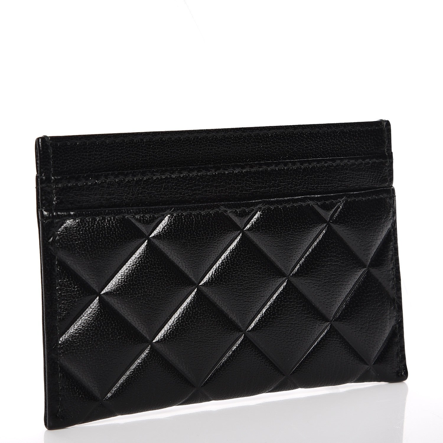 Chanel Goatskin Quilted Diamond CC Card Holder Black 3 of 8