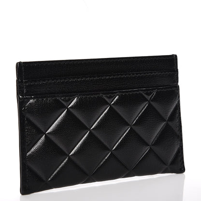 Chanel Goatskin Quilted Diamond CC Card Holder Black 3 of 8
