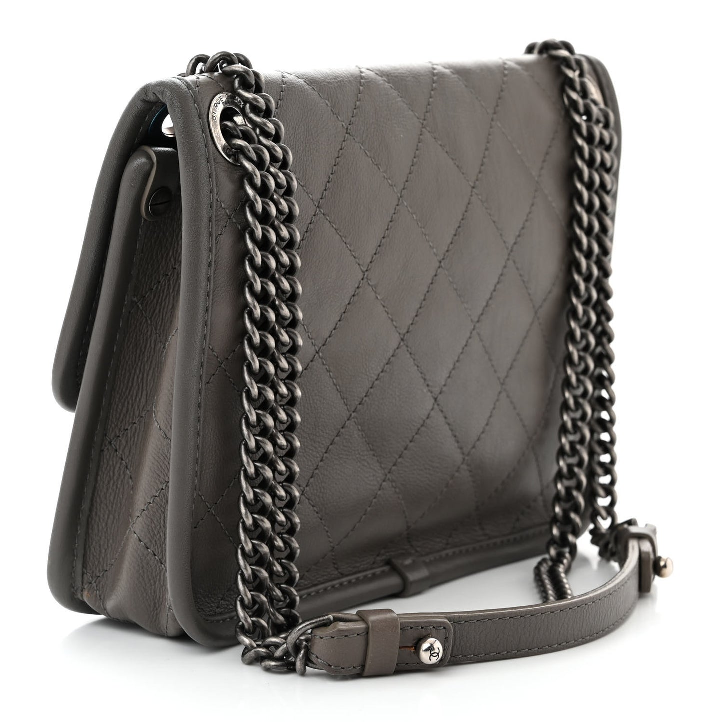 Calfskin Quilted Mini French Riviera Flap Grey