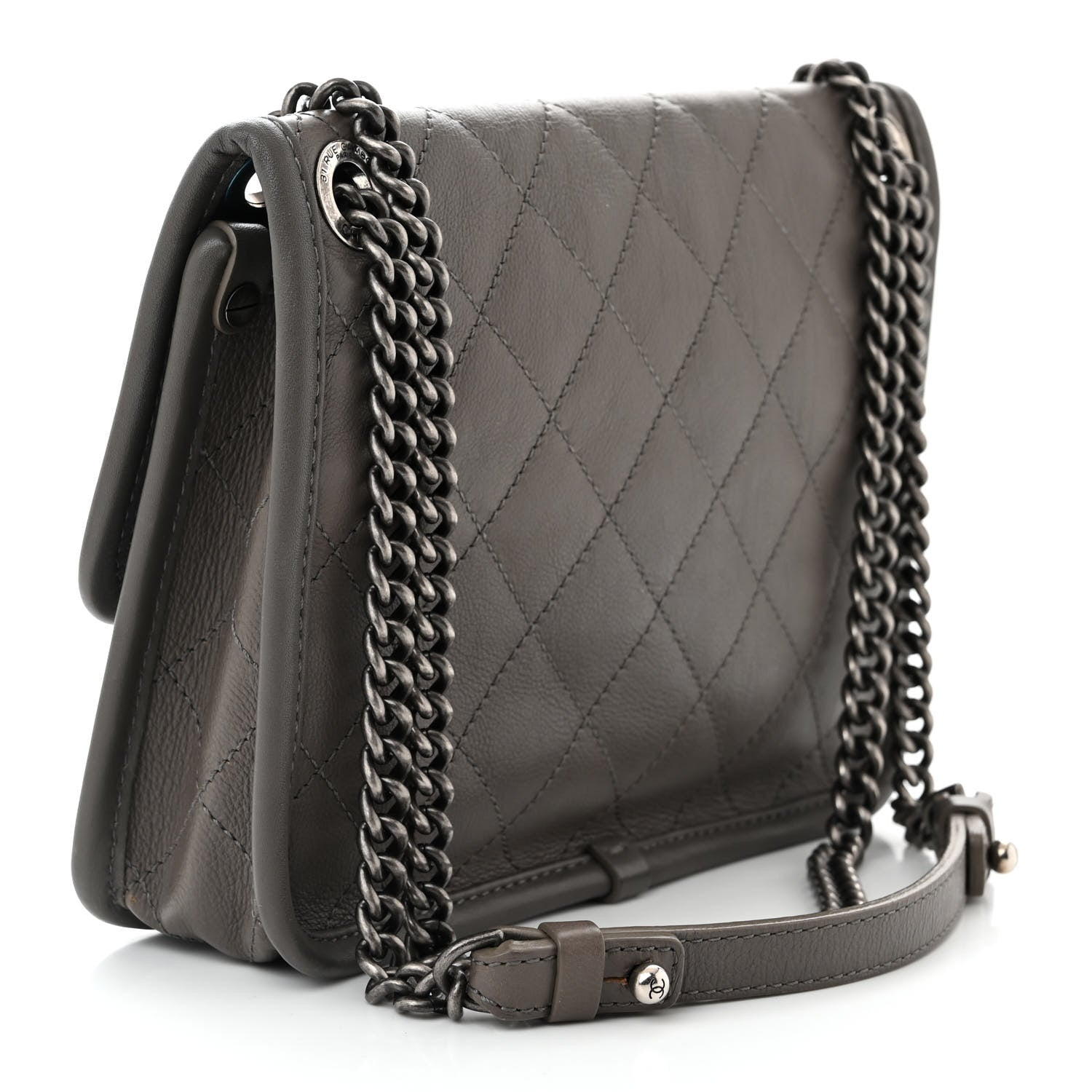 Chanel Calfskin Quilted Mini French Riviera Flap Grey 3 of 10