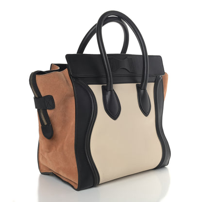 Celine Satin Calfskin Suede Mini Tri-Color Luggage Seashell 3 of 9
