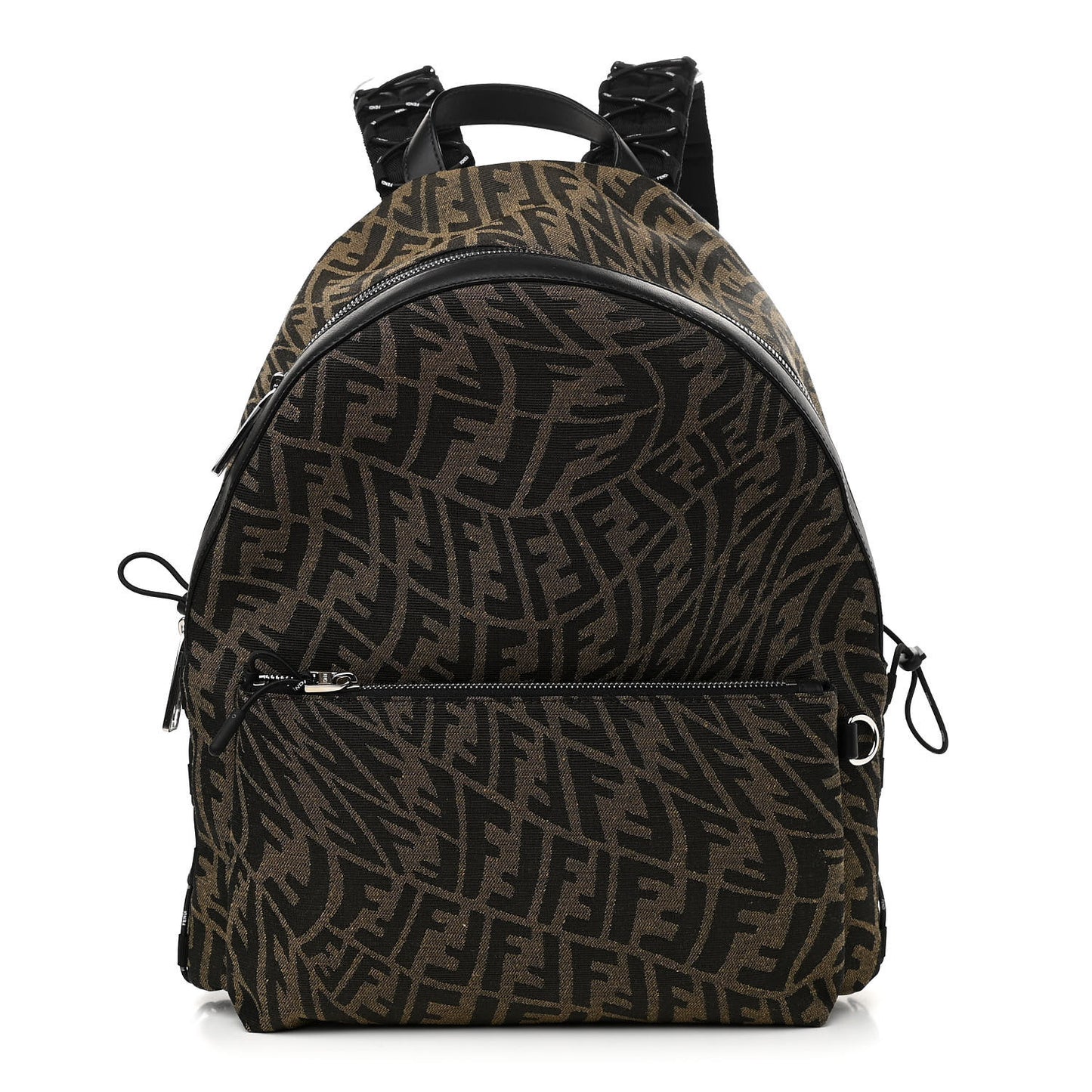 X SARAH COLEMAN Fabric Jacquard Vitello Grace Light Woven Lanyard FF Vertigo Pouch Pocket Backpack Tobacco Moro Black