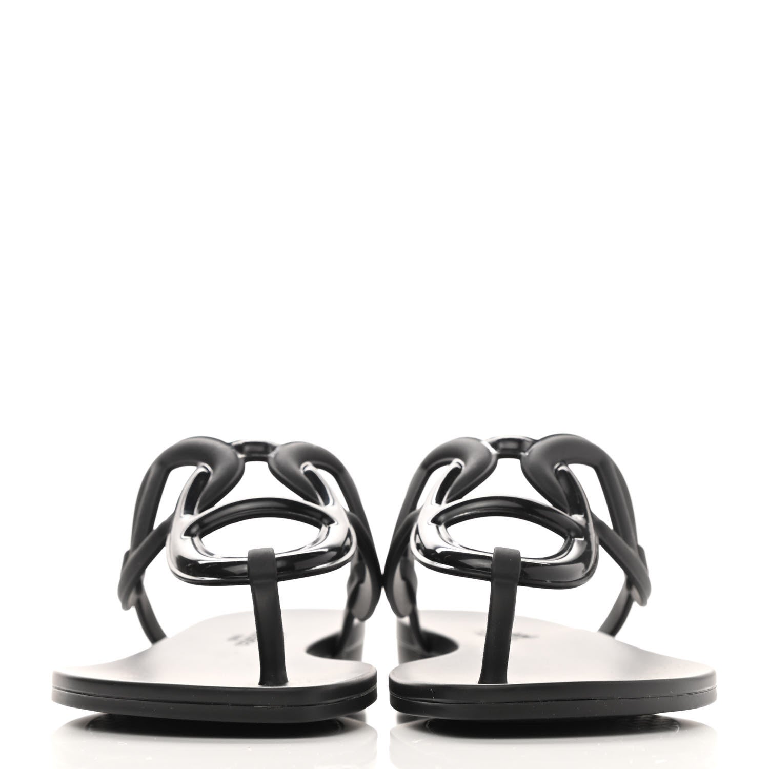 Hermes Rubber Womens Egerie Sandals 36 Black 2 of 9