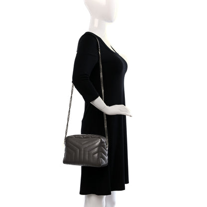 Saint Laurent Calfskin Y Quilted Monogram Small Loulou Bowling Bag Earth 3 of 10