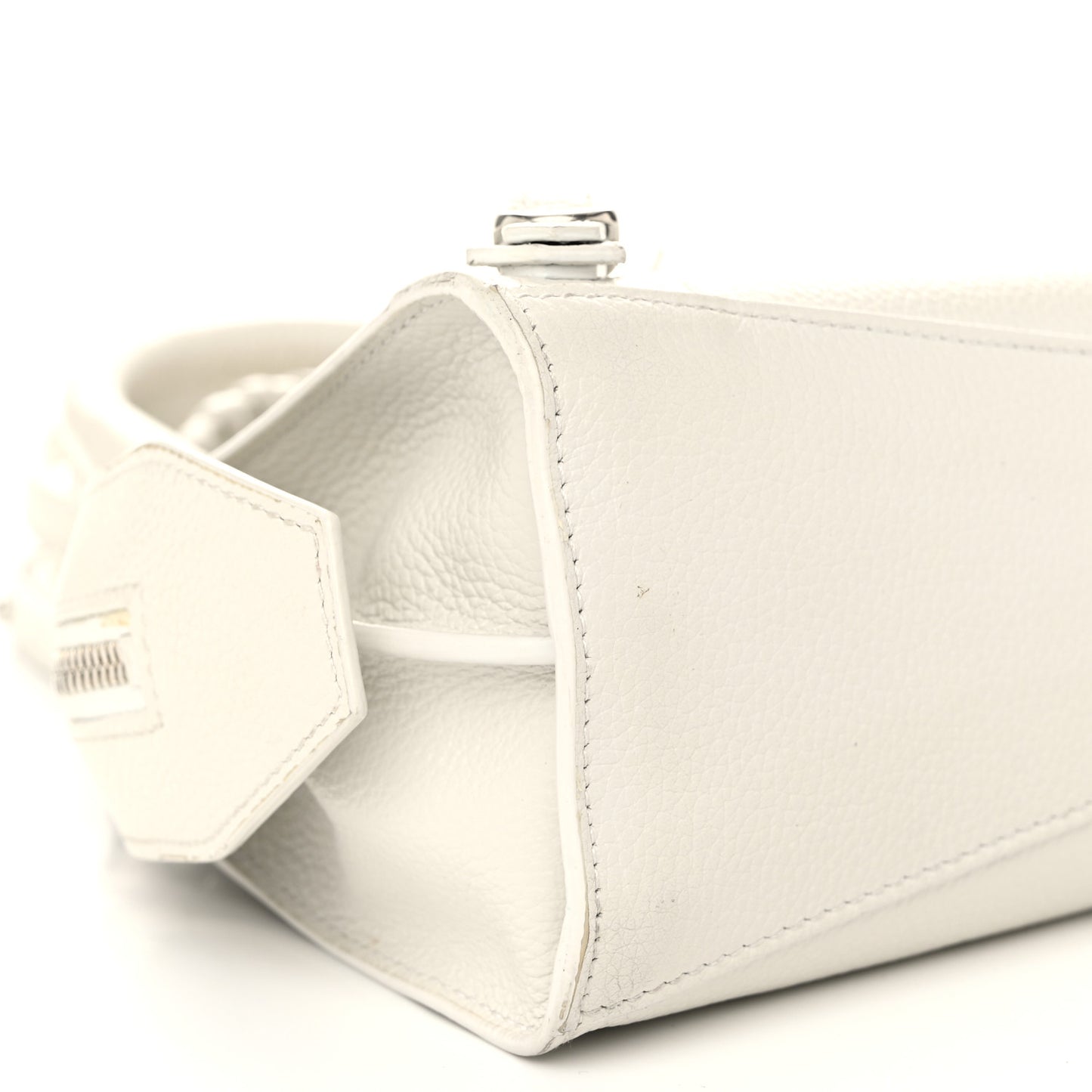 Grained Calfskin Neo Classic Silver Hardware Mini City White