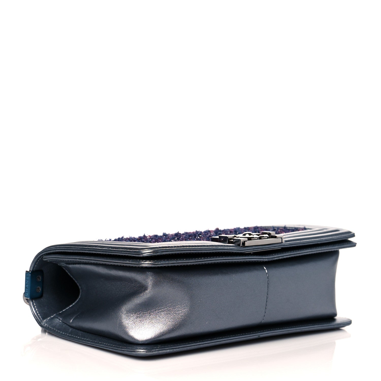 Chanel Tweed Metallic Lambskin Medium Boy Flap Silver 3 of 9