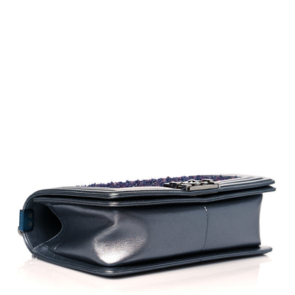 Chanel Tweed Metallic Lambskin Medium Boy Flap Silver 3 of 9