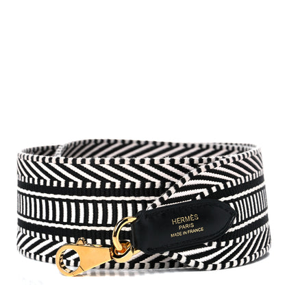 Hermes Toile Swift 50mm Sangle Cavale Shoulder Strap Black Ecru 1 of 5