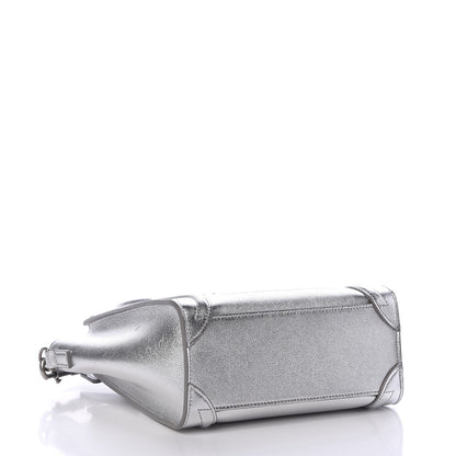 Celine Laminated Lambskin Nano Luggage Silver 4 of 12