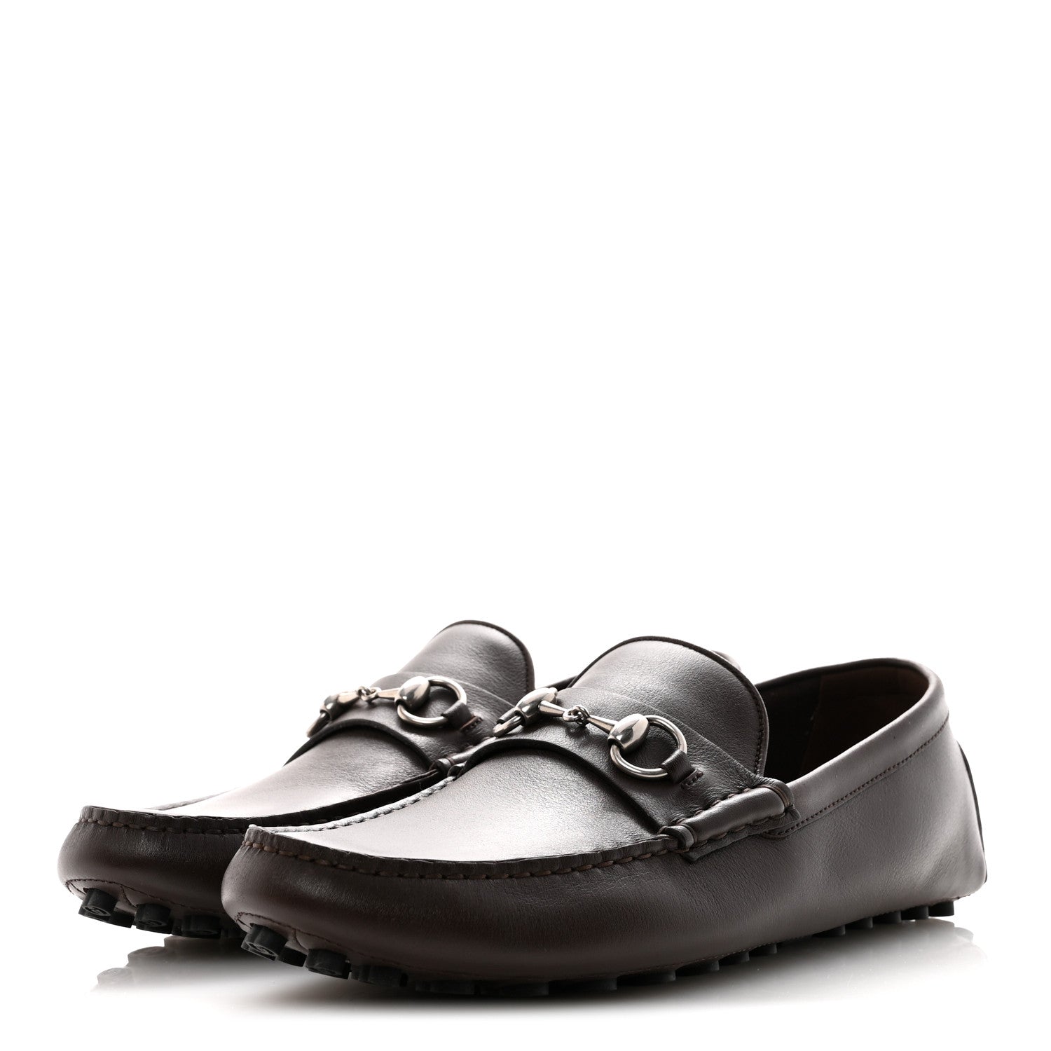 Gucci Calfskin Mens Horsebit Driver Loafers 8 Brown 4 of 10