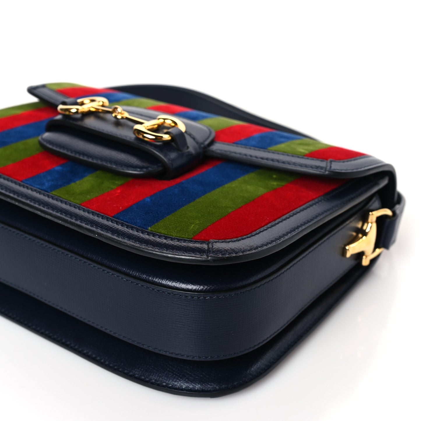 Velvet Azalea Calfskin Baiadera Stripe Horsebit 1955 Shoulder Bag Multicolor