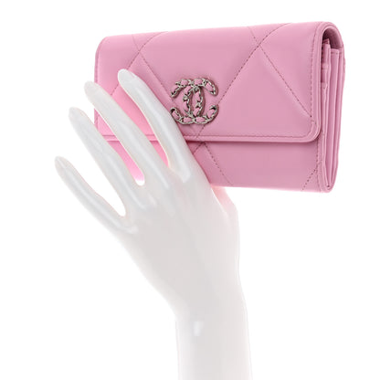 Chanel Lambskin Quilted Chanel 19 Flap Wallet Pink 2 of 9