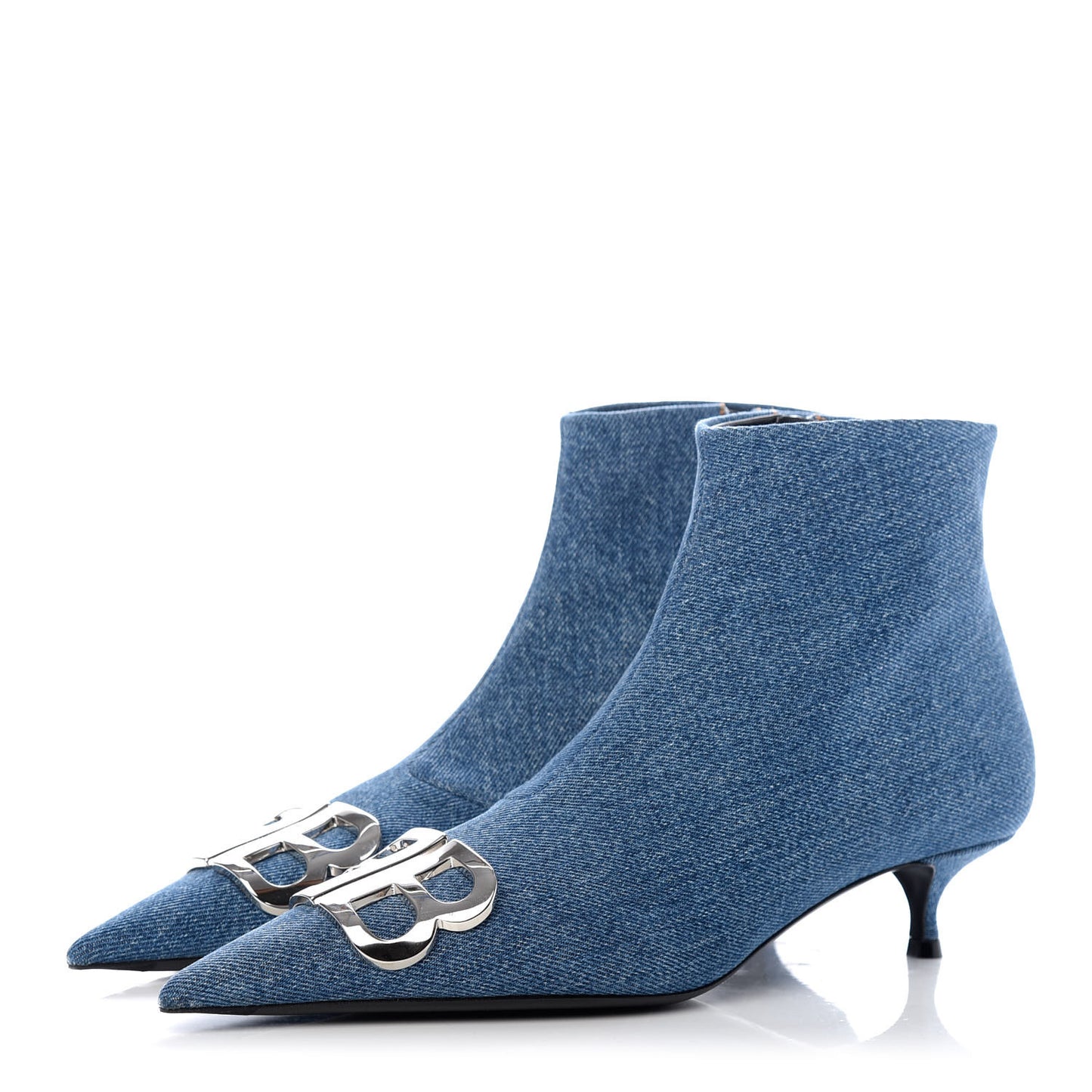 Denim BB Pointy Toe Ankle Booties 39 Light Bleu