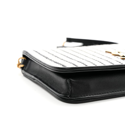 Saint Laurent Canvas Striped Phone Holder Crossbody Beige Black 9 of 10