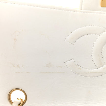 Chanel Patent Perforated Camellia Medium Single Flap White 12 of 12