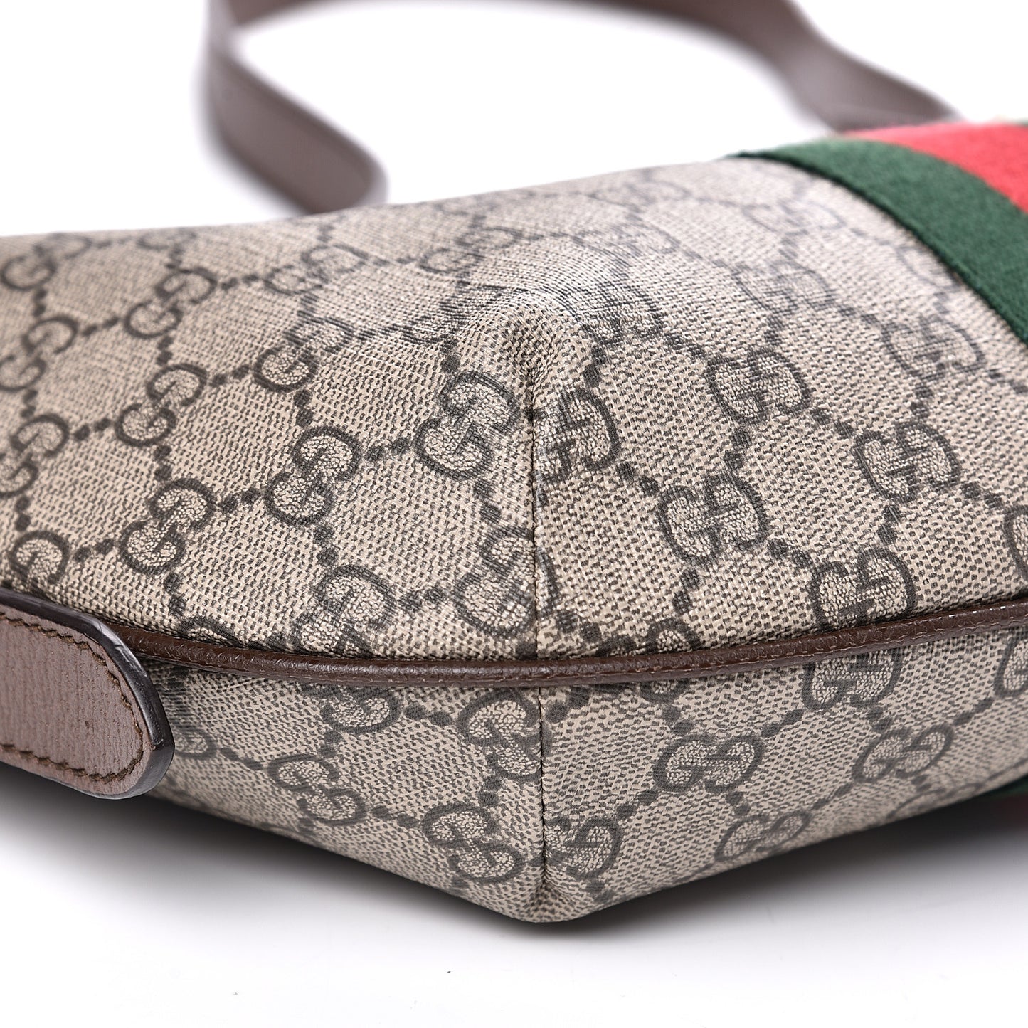 GG Supreme Monogram Web Small Ophidia Half Moon Hobo Brown