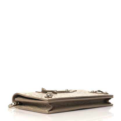 Balenciaga Calfskin Crocodile Embossed Classic Gold Hardware Wallet on Chain Beige Latte 3 of 9