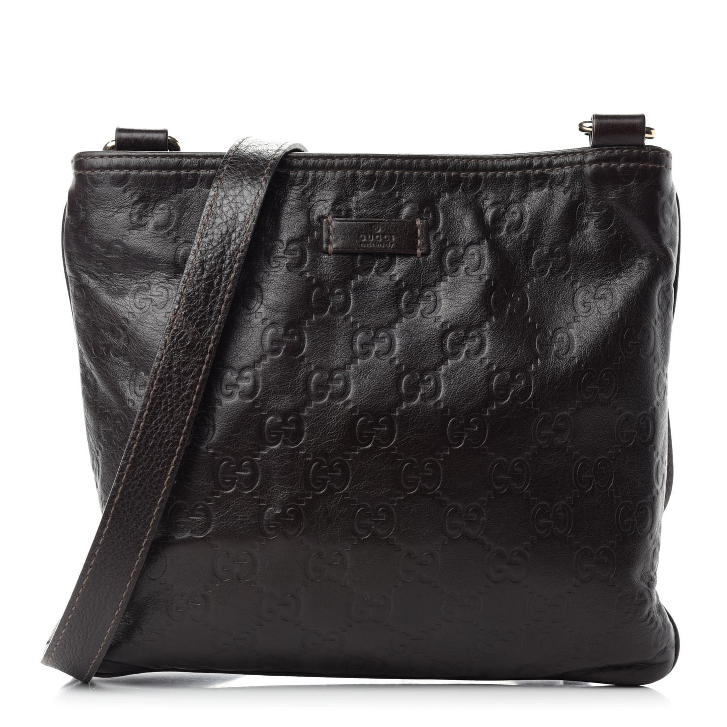 Guccissima Small Flat Messenger Bag Dark Brown