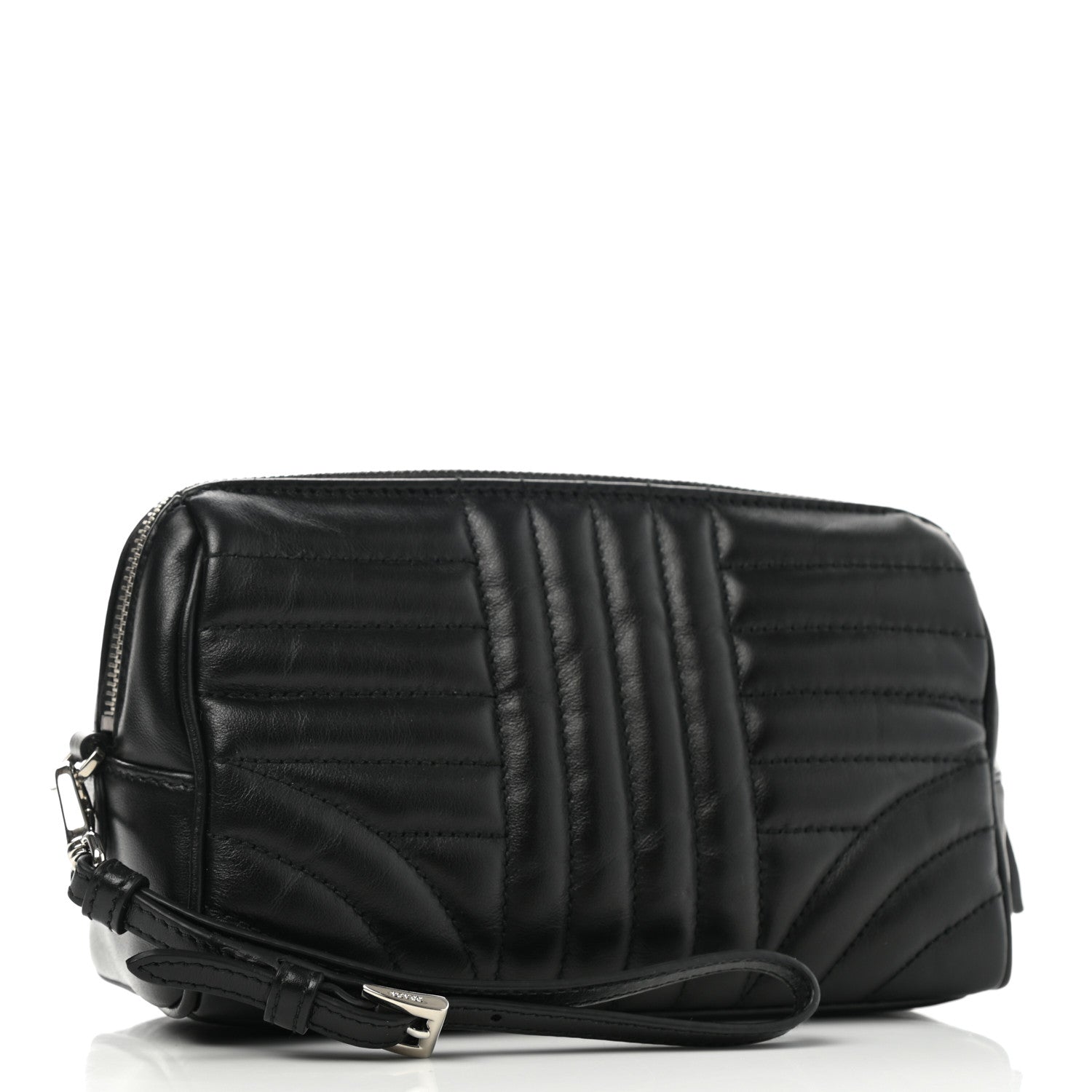 Prada Soft Calfskin Diagramme Wristlet Pouch Bag Black 3 of 7