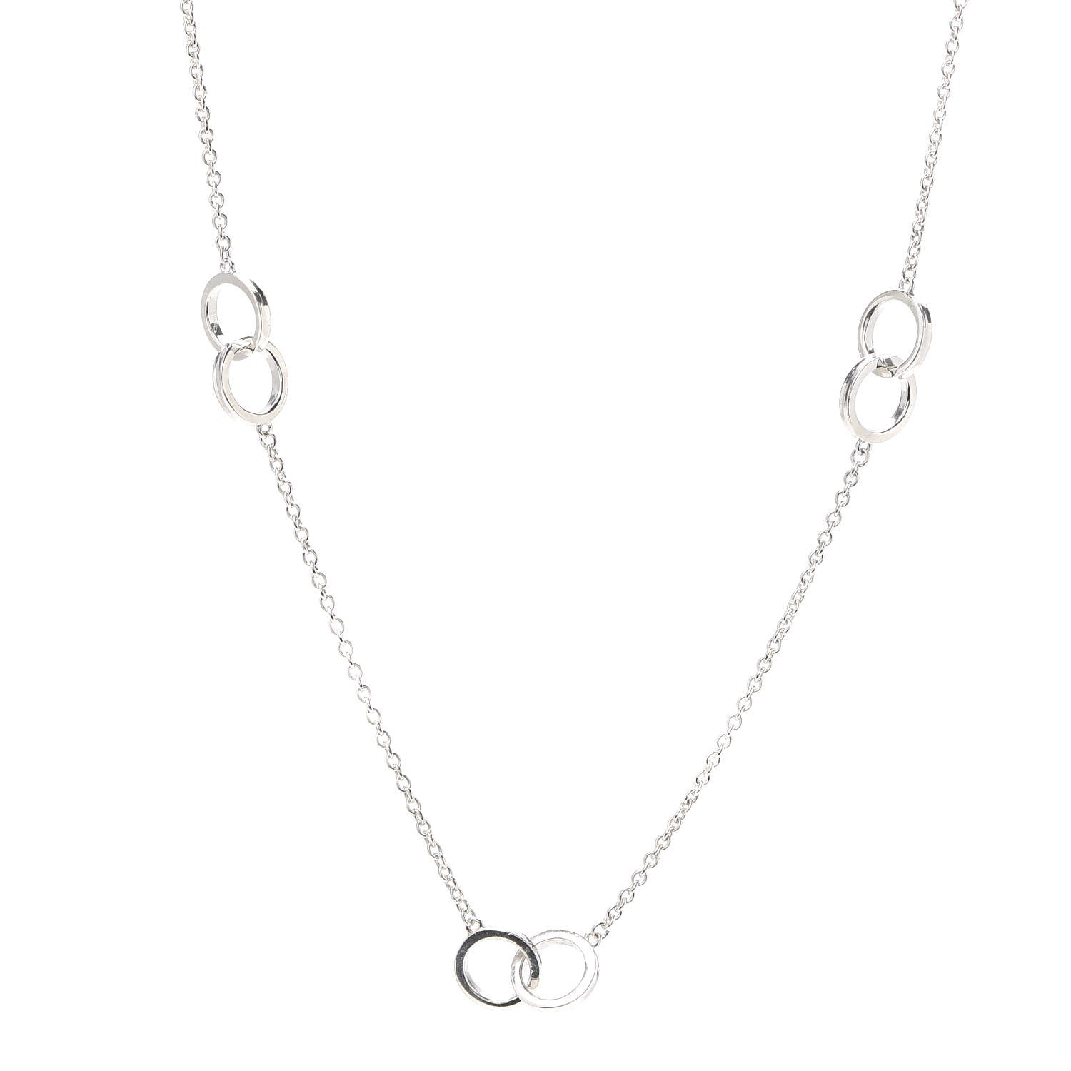 Tiffany Sterling Silver 1837 Interlocking Circles Station Necklace 1 of 5