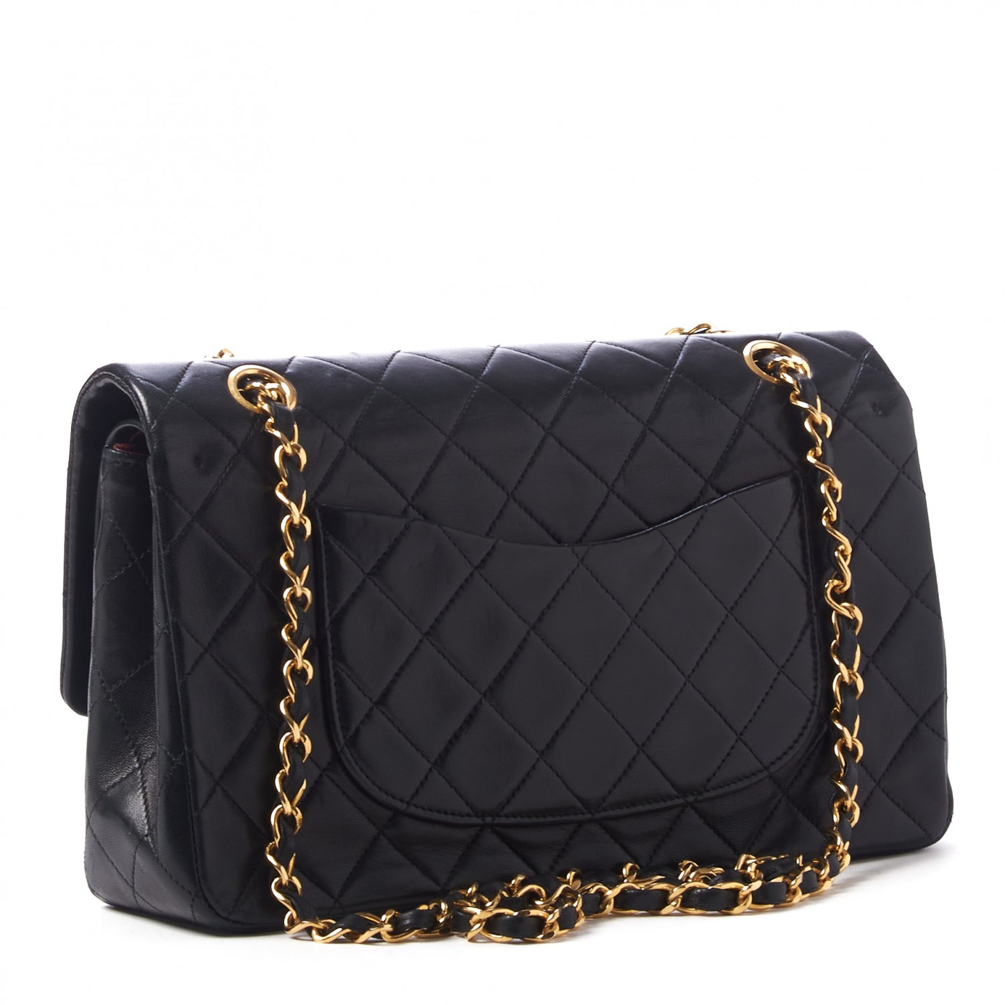 Lambskin Quilted Medium Double Flap Black