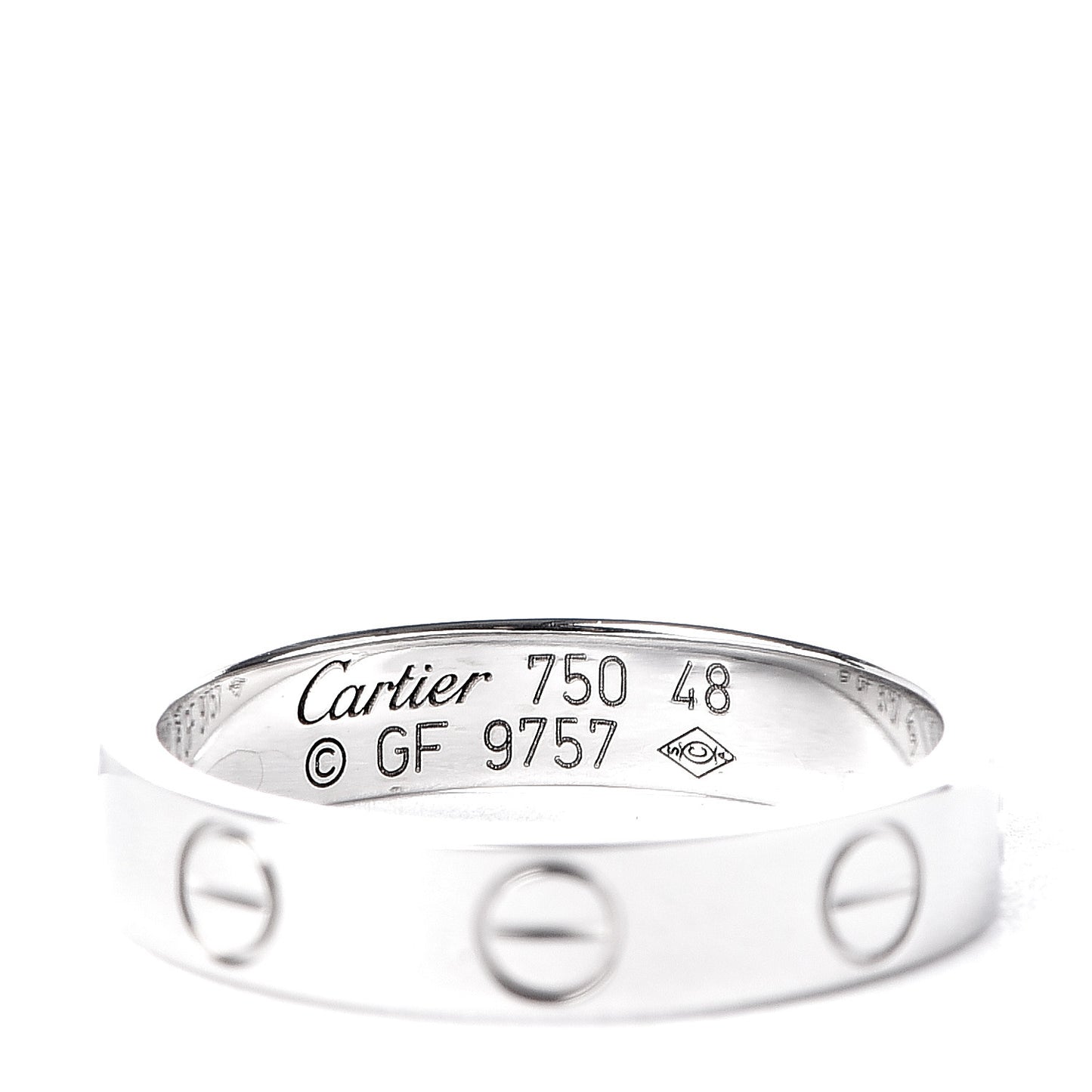 18K White Gold 3.5mm LOVE Wedding Band Ring 48 4.5