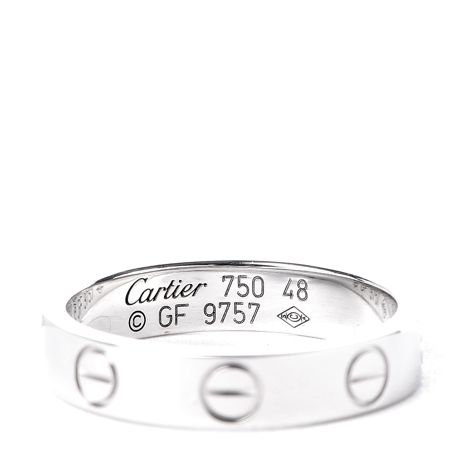 Cartier 18K White Gold 3.5mm LOVE Wedding Band Ring 48 4.5 7 of 9