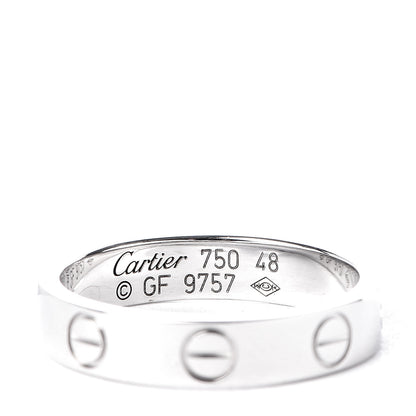 Cartier 18K White Gold 3.5mm LOVE Wedding Band Ring 48 4.5 7 of 9