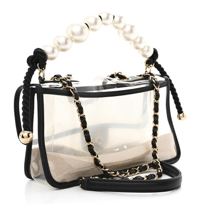 Chanel Lambskin PVC Sand By The Sea Flap With Pearl Strap Black 3 of 10