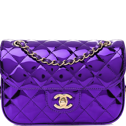 Chanel Mirror Calfskin Metallic Calfskin Quilted Hollywood Boulevard Mini Flap With Star Coin Purse Purple 9 of 12