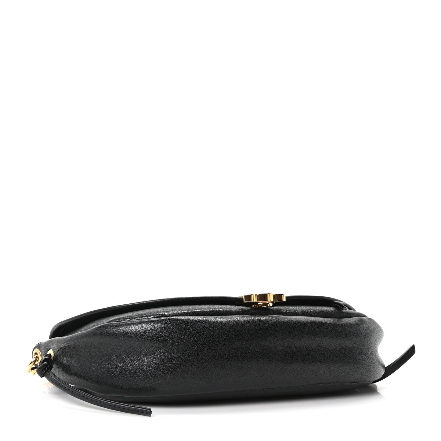 Shiny Lambskin Soft Triomphe Little Half Moon Bag Black