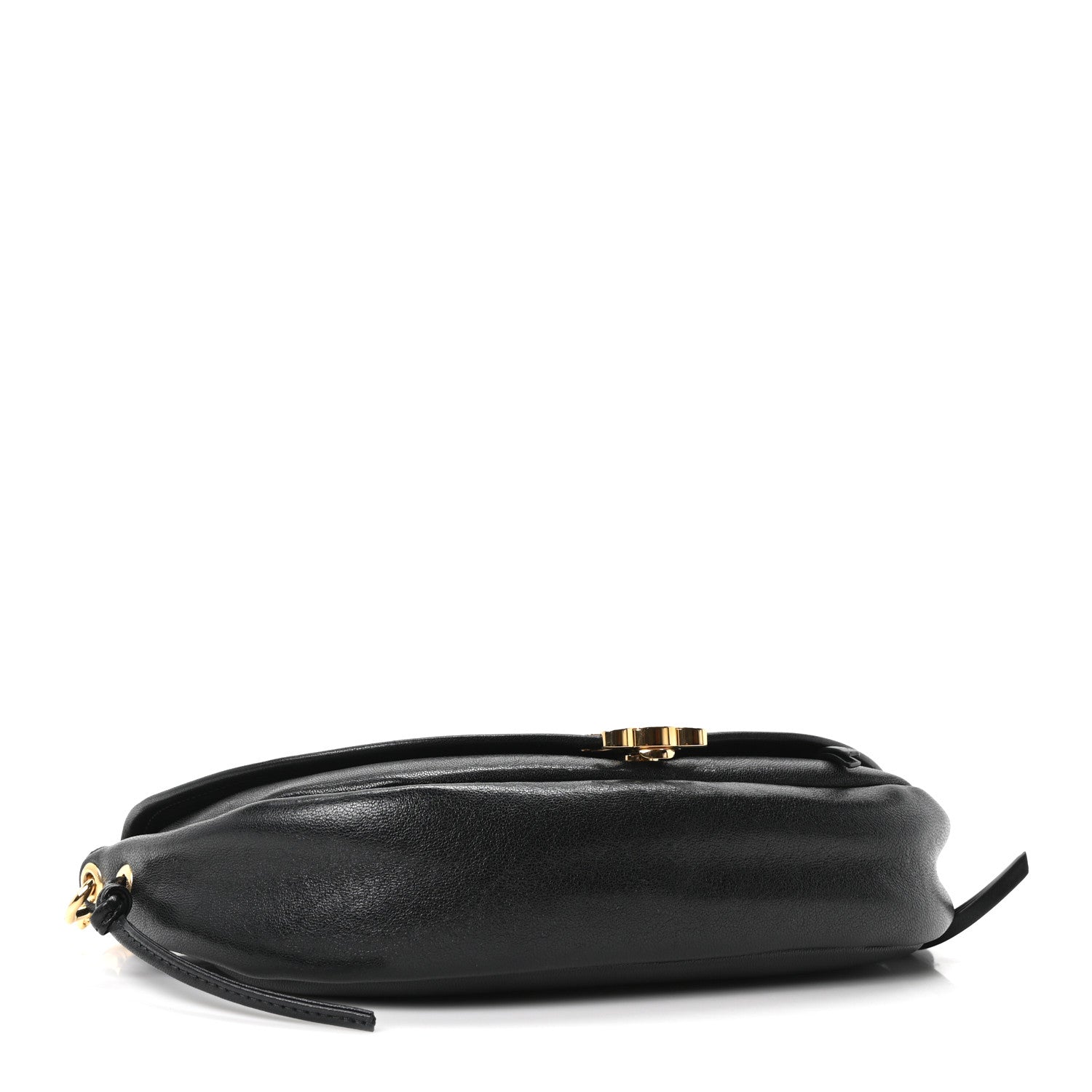 Celine Shiny Lambskin Soft Triomphe Little Half Moon Bag Black 4 of 9