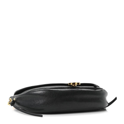 Celine Shiny Lambskin Soft Triomphe Little Half Moon Bag Black 4 of 9