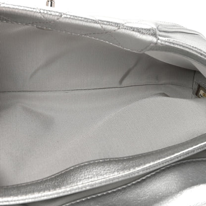 Chanel Metallic Calfskin Quilted Fold Up Again Clutch Silver 5 of 8