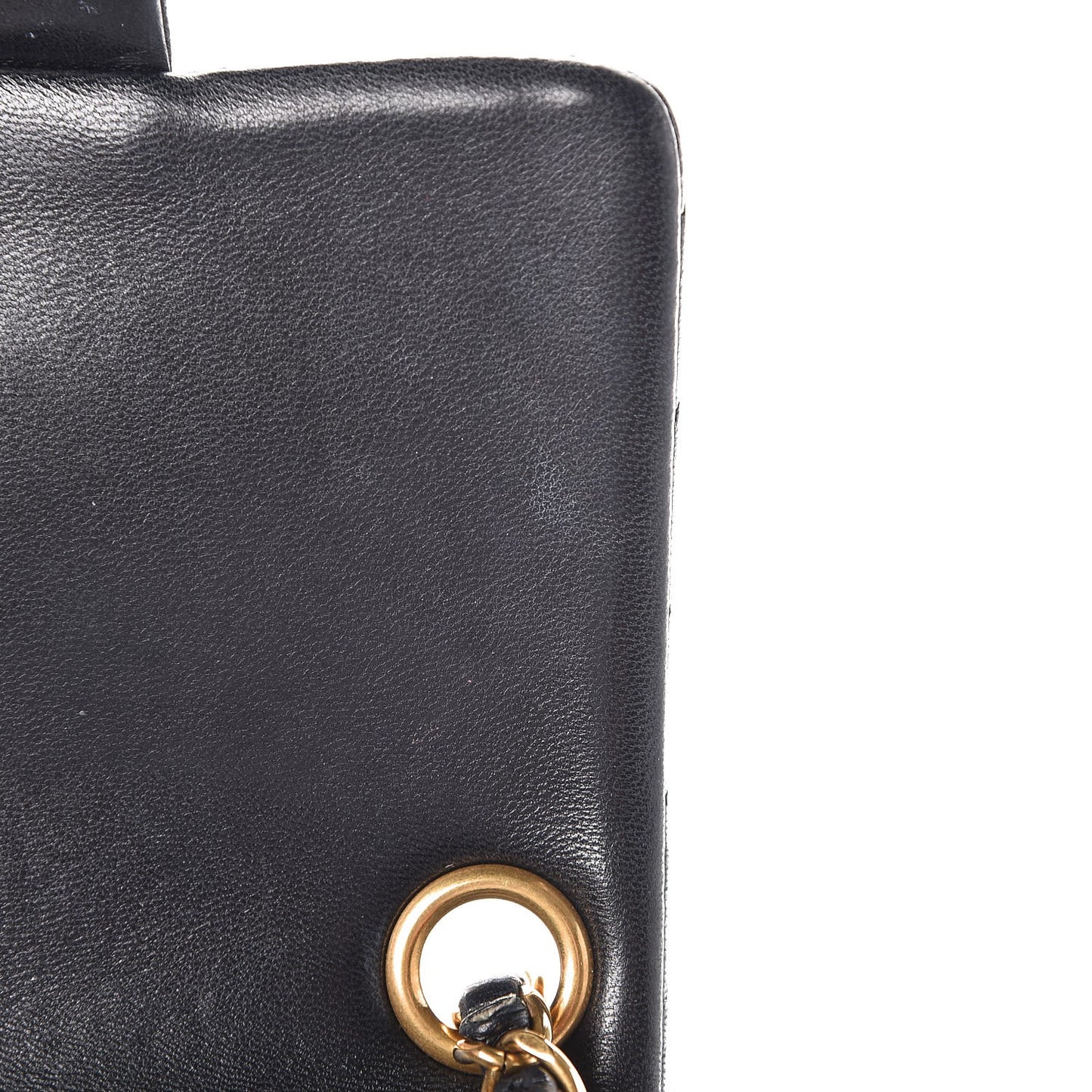 Lambskin Chevron Quilted Mini Square Flap Black