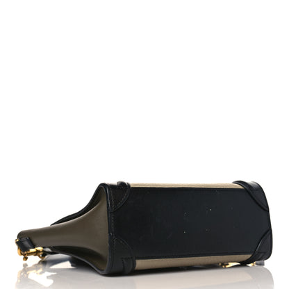 Celine Elephant Calfskin Nano Tri-Color Luggage Beige Green 4 of 10