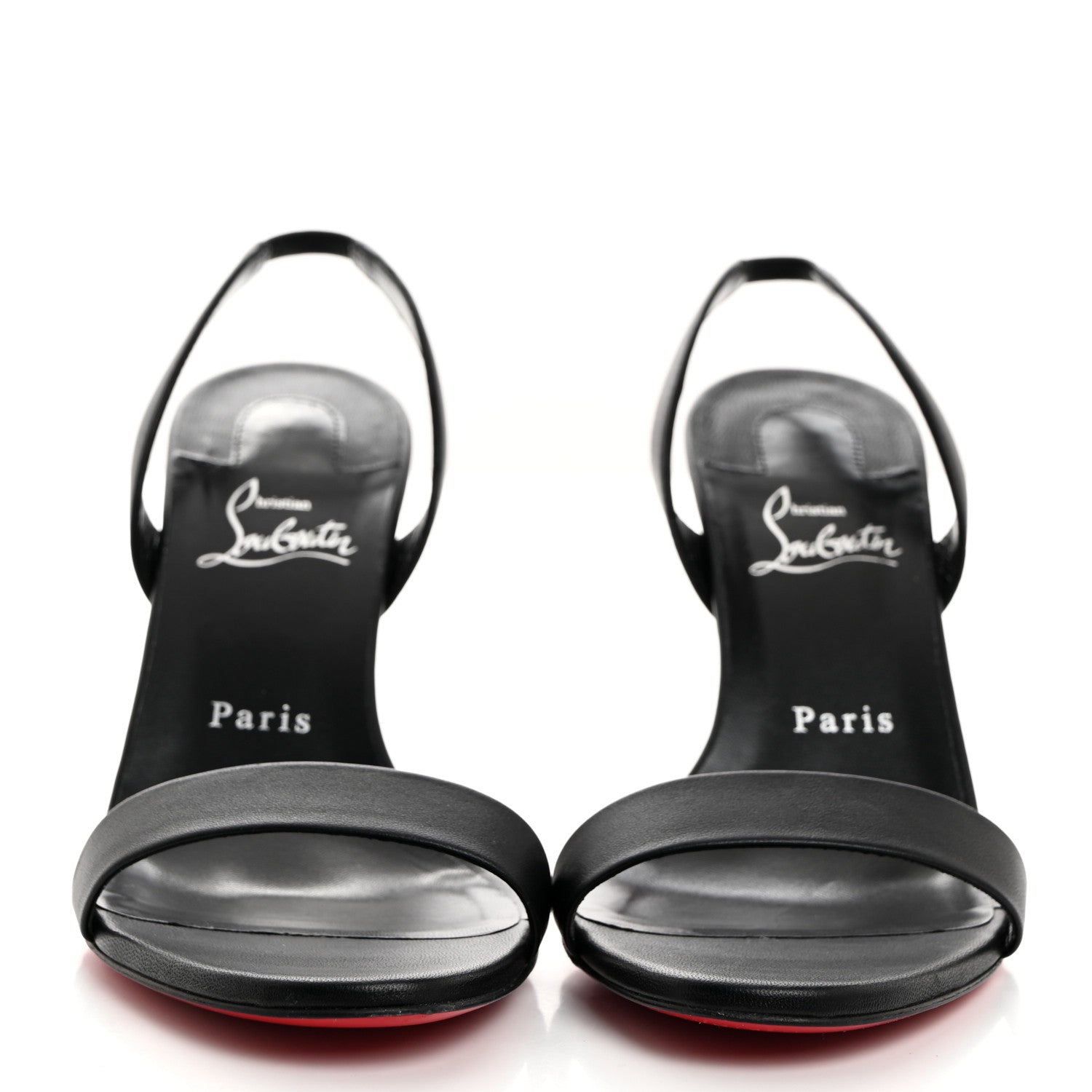 Christian Louboutin Calfskin O Marylin 85 Slingback Sandal Heels 39.5 Black 2 of 8