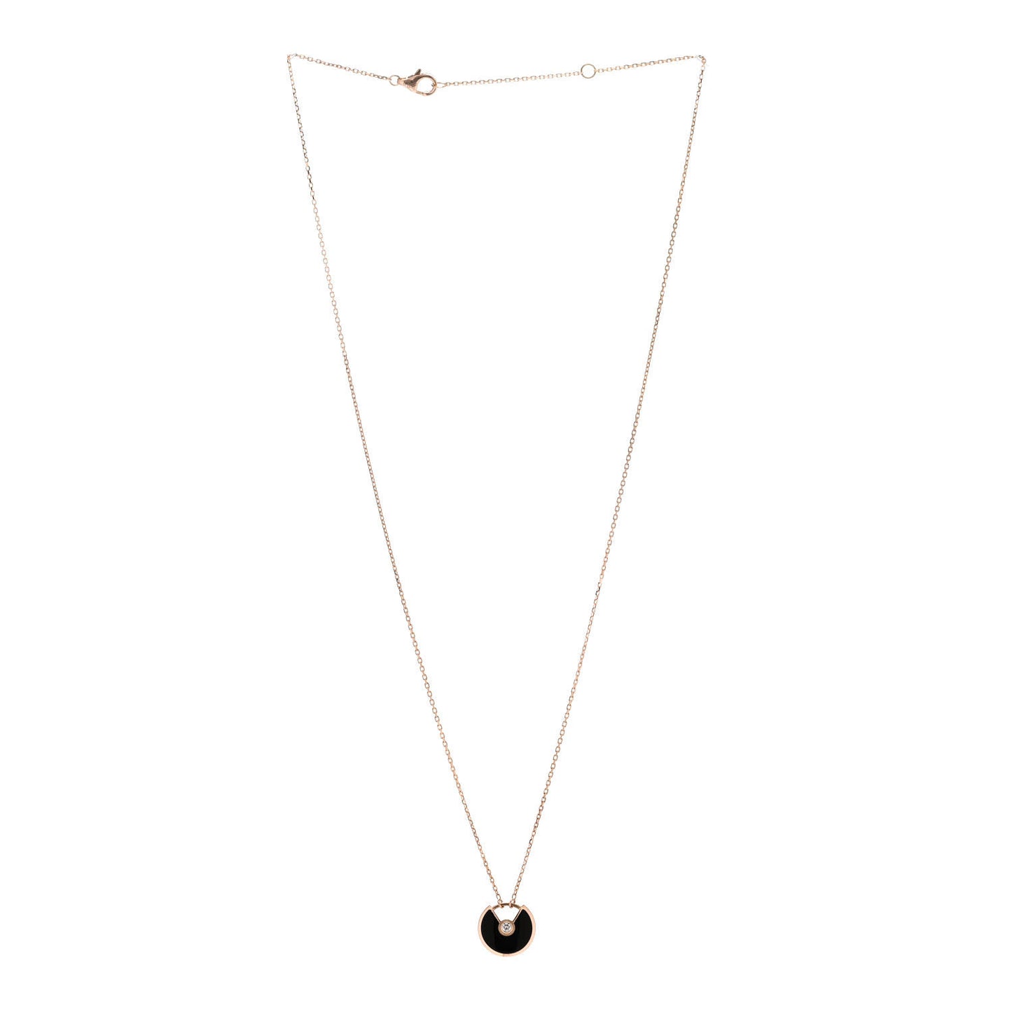 18K Pink Gold Diamond Black Onyx XS Amulette de Cartier Pendant Necklace