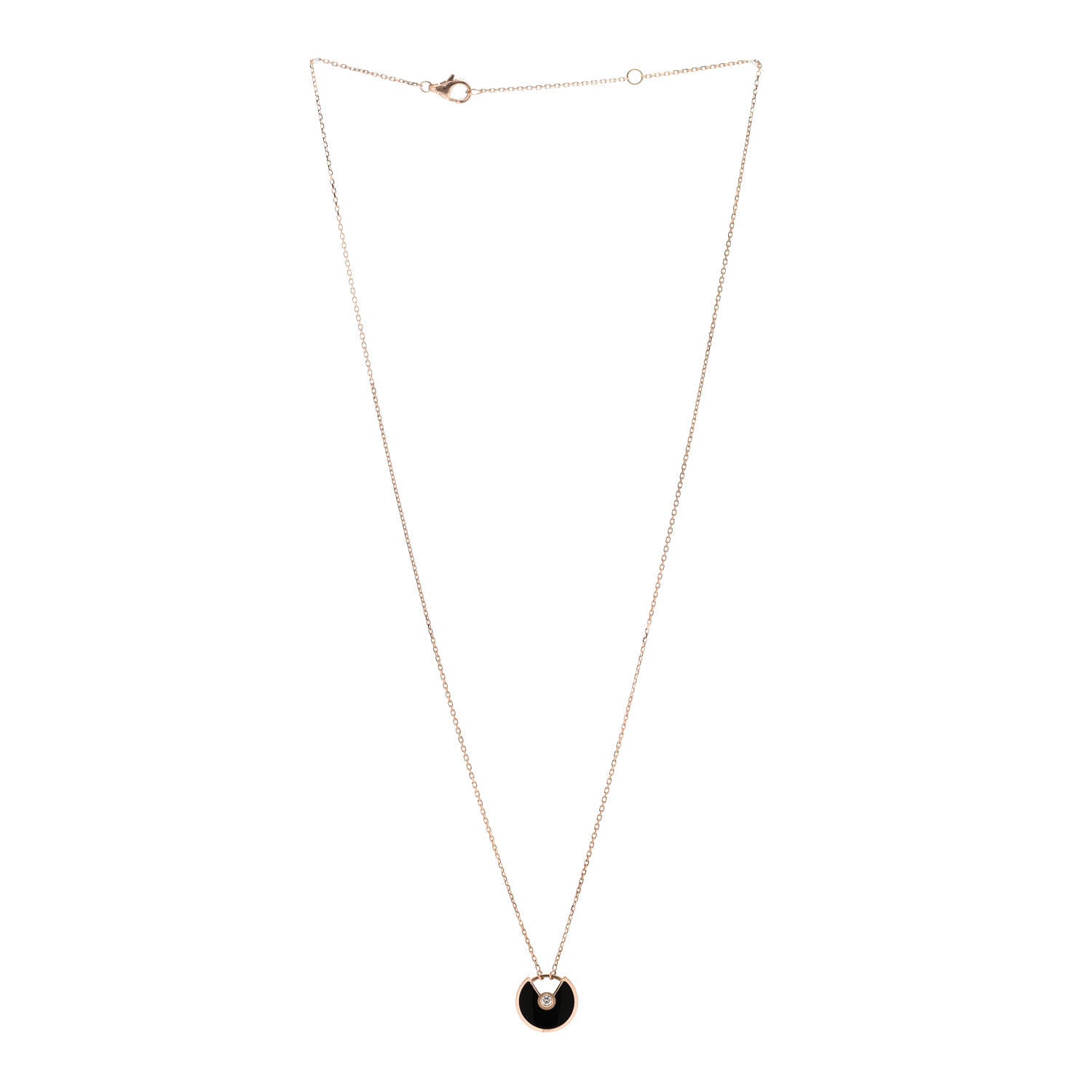 Cartier 18K Pink Gold Diamond Black Onyx XS Amulette de Cartier Pendant Necklace 3 of 6