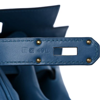Hermes Veau Sikkim Kelly Relax 50 Bleu Thalassa 7 of 17
