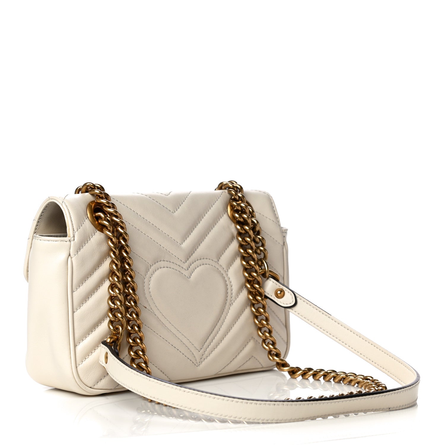 Gucci Calfskin Matelasse Mini GG Marmont Shoulder Bag White 2 of 19