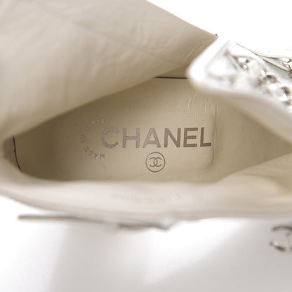 Chanel Crackled Calfskin Chain CC Short Boots 41 Ivory 7 of 9