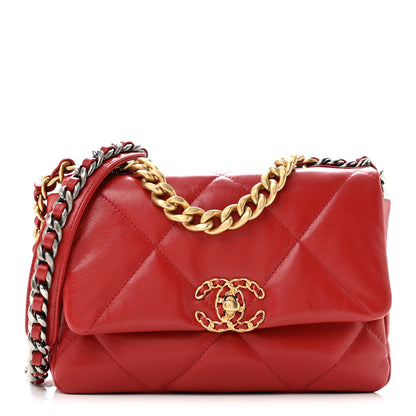 Chanel Goatskin Quilted Medium Chanel 19 Flap Red 1 of 12