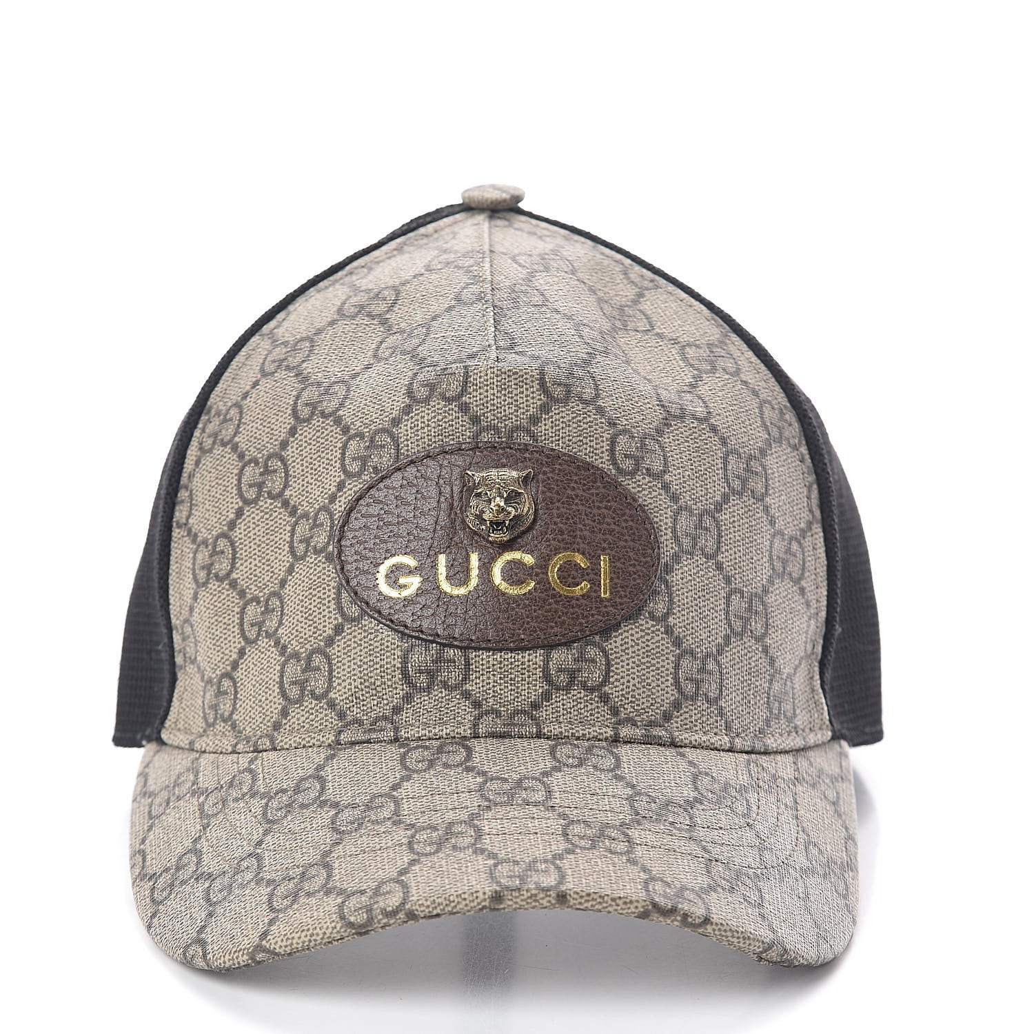 Gucci Soft GG Supreme Monogram Mesh Textured Dollar Calfskin Neo Vintage Rap Baseball Hat M Dark Brown Black 3 of 9