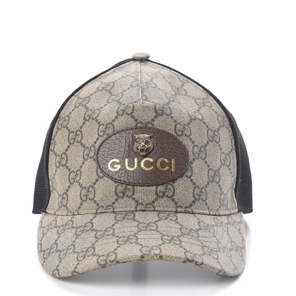 Gucci Soft GG Supreme Monogram Mesh Textured Dollar Calfskin Neo Vintage Rap Baseball Hat M Dark Brown Black 3 of 9