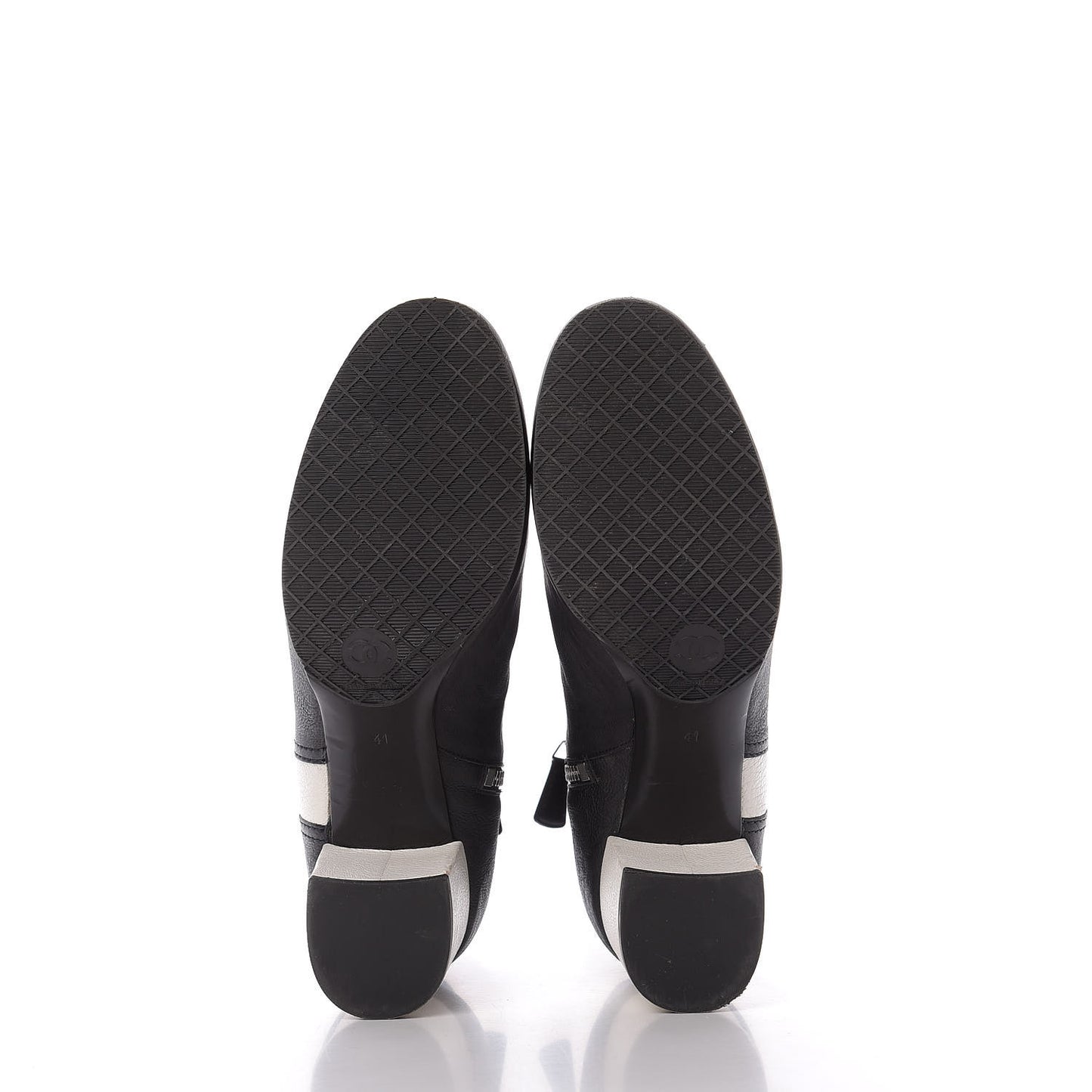 Goatskin Calfskin CC Short Boots 41 Black White