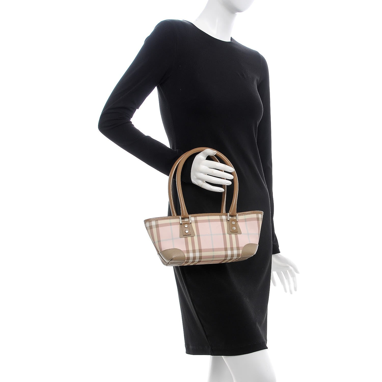 Burberry Candy Check Small Tote Pink Beige 2 of 10