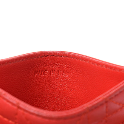 Christian Dior Lambskin Cannage Lady Dior Card Holder Red 6 of 11