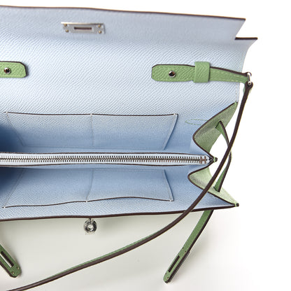 Hermes Epsom Verso Kelly Wallet To Go Vert Criquet Bleu Brume 4 of 6