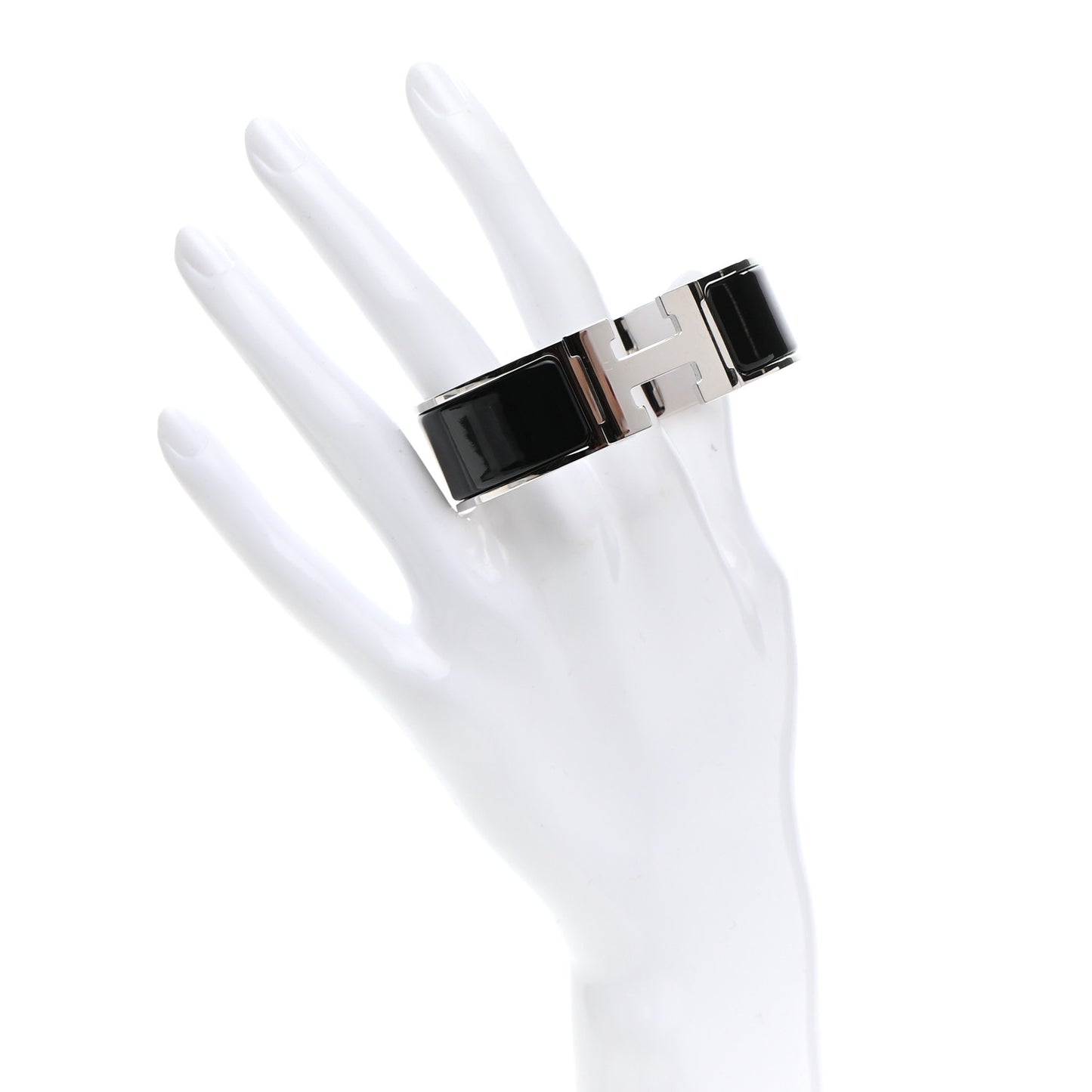 Enamel Wide Clic Clac H Bracelet GM Black